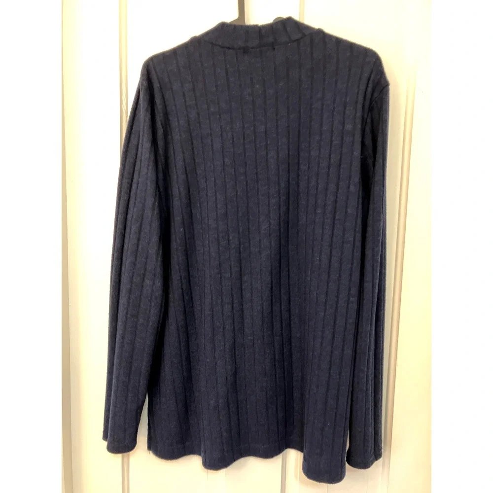 Matty M Ladies Mock Neck Long sleeve Top Navy Medium Knit Soft Comfort Cozy - Picture 3 of 8